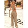 imagePRETTYGARDEN Womens Summer Casual Two Piece Outfits Sweatsuits Tank Scoop Neck Ribbed Knit Long Pants TracksuitsSolid Khaki