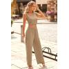 imagePRETTYGARDEN Womens Summer Casual Two Piece Outfits Sweatsuits Tank Scoop Neck Ribbed Knit Long Pants TracksuitsSolid Khaki