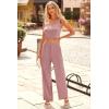 imagePRETTYGARDEN Womens Summer Casual Two Piece Outfits Sweatsuits Tank Scoop Neck Ribbed Knit Long Pants TracksuitsSolid Pink