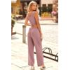 imagePRETTYGARDEN Womens Summer Casual Two Piece Outfits Sweatsuits Tank Scoop Neck Ribbed Knit Long Pants TracksuitsSolid Pink