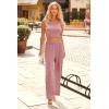imagePRETTYGARDEN Womens Summer Casual Two Piece Outfits Sweatsuits Tank Scoop Neck Ribbed Knit Long Pants TracksuitsSolid Pink