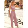 imagePRETTYGARDEN Womens Summer Casual Two Piece Outfits Sweatsuits Tank Scoop Neck Ribbed Knit Long Pants TracksuitsSolid Pink