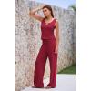 imagePRETTYGARDEN Womens Summer Casual Two Piece Outfits Sweatsuits Tank Scoop Neck Ribbed Knit Long Pants TracksuitsWine Red