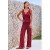 imagePRETTYGARDEN Womens Summer Casual Two Piece Outfits Sweatsuits Tank Scoop Neck Ribbed Knit Long Pants TracksuitsWine Red