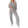imagePRETTYGARDEN Womens 2 Piece Outfits 2024 Fall Fashion Tracksuits Long Sleeve Pullover Tops Straight Leg Pants Lounge SetsLight Grey
