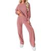 imagePRETTYGARDEN Womens 2 Piece Outfits 2024 Fall Fashion Tracksuits Long Sleeve Pullover Tops Straight Leg Pants Lounge SetsPink