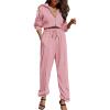 imagePRETTYGARDEN Womens 2 Piece Tracksuit Outfits Long Sleeve Zip Up Sweatshirt Drawstring Sweatpants Lounge SetPink