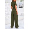 imagePRETTYGARDEN Womens 2 Piece Outfits Summer Tracksuit Lounge Sets Short Sleeve Crop Tops T Shirts High Waisted Wide Leg PantsArmy Green
