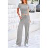 imagePRETTYGARDEN Womens 2 Piece Outfits Summer Tracksuit Lounge Sets Short Sleeve Crop Tops T Shirts High Waisted Wide Leg PantsGrey