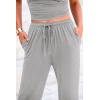 imagePRETTYGARDEN Womens 2 Piece Outfits Summer Tracksuit Lounge Sets Short Sleeve Crop Tops T Shirts High Waisted Wide Leg PantsGrey