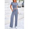 imagePRETTYGARDEN Womens 2 Piece Outfits Summer Tracksuit Lounge Sets Short Sleeve Crop Tops T Shirts High Waisted Wide Leg PantsGrey Blue