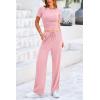 imagePRETTYGARDEN Womens 2 Piece Outfits Summer Tracksuit Lounge Sets Short Sleeve Crop Tops T Shirts High Waisted Wide Leg PantsPink