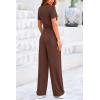 imagePRETTYGARDEN Womens 2 Piece Outfits Summer Tracksuit Lounge Sets Short Sleeve Crop Tops T Shirts High Waisted Wide Leg PantsRed Brown