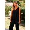 imagePRETTYGARDEN Womens 2 Piece Summer Tracksuits Sleeveless V Neck Tank Top Wide Leg Pants Casual Knit Outfit SetsBlack