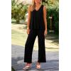 imagePRETTYGARDEN Womens 2 Piece Summer Tracksuits Sleeveless V Neck Tank Top Wide Leg Pants Casual Knit Outfit SetsBlack