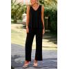 imagePRETTYGARDEN Womens 2 Piece Summer Tracksuits Sleeveless V Neck Tank Top Wide Leg Pants Casual Knit Outfit SetsBlack