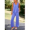 imagePRETTYGARDEN Womens 2 Piece Summer Tracksuits Sleeveless V Neck Tank Top Wide Leg Pants Casual Knit Outfit SetsBlue