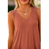 imagePRETTYGARDEN Womens 2 Piece Summer Tracksuits Sleeveless V Neck Tank Top Wide Leg Pants Casual Knit Outfit SetsBrick Red