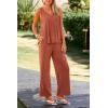imagePRETTYGARDEN Womens 2 Piece Summer Tracksuits Sleeveless V Neck Tank Top Wide Leg Pants Casual Knit Outfit SetsBrick Red