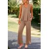 imagePRETTYGARDEN Womens 2 Piece Summer Tracksuits Sleeveless V Neck Tank Top Wide Leg Pants Casual Knit Outfit SetsCamel