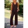 imagePRETTYGARDEN Womens 2 Piece Summer Tracksuits Sleeveless V Neck Tank Top Wide Leg Pants Casual Knit Outfit SetsCoffee