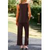imagePRETTYGARDEN Womens 2 Piece Summer Tracksuits Sleeveless V Neck Tank Top Wide Leg Pants Casual Knit Outfit SetsCoffee