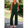 imagePRETTYGARDEN Womens 2 Piece Summer Tracksuits Sleeveless V Neck Tank Top Wide Leg Pants Casual Knit Outfit SetsDark Green