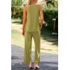 imagePRETTYGARDEN Womens 2 Piece Summer Tracksuits Sleeveless V Neck Tank Top Wide Leg Pants Casual Knit Outfit SetsGrass Green