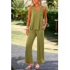 imagePRETTYGARDEN Womens 2 Piece Summer Tracksuits Sleeveless V Neck Tank Top Wide Leg Pants Casual Knit Outfit SetsGrass Green