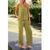 imagePRETTYGARDEN Womens 2 Piece Summer Tracksuits Sleeveless V Neck Tank Top Wide Leg Pants Casual Knit Outfit SetsGrass Green