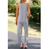imagePRETTYGARDEN Womens 2 Piece Summer Tracksuits Sleeveless V Neck Tank Top Wide Leg Pants Casual Knit Outfit SetsGrey