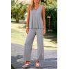 imagePRETTYGARDEN Womens 2 Piece Summer Tracksuits Sleeveless V Neck Tank Top Wide Leg Pants Casual Knit Outfit SetsGrey