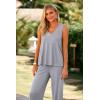 imagePRETTYGARDEN Womens 2 Piece Summer Tracksuits Sleeveless V Neck Tank Top Wide Leg Pants Casual Knit Outfit SetsGrey