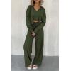 imagePRETTYGARDEN Womens 2024 Fall Track Suits 3 Piece Outfits Matching Sets Ribbed Knit Cardigan Cropped Tank Tops Wide Leg PantsArmy Green