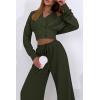 imagePRETTYGARDEN Womens 2024 Fall Track Suits 3 Piece Outfits Matching Sets Ribbed Knit Cardigan Cropped Tank Tops Wide Leg PantsArmy Green