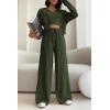 imagePRETTYGARDEN Womens 2024 Fall Track Suits 3 Piece Outfits Matching Sets Ribbed Knit Cardigan Cropped Tank Tops Wide Leg PantsArmy Green