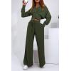 imagePRETTYGARDEN Womens 2024 Fall Track Suits 3 Piece Outfits Matching Sets Ribbed Knit Cardigan Cropped Tank Tops Wide Leg PantsArmy Green