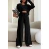 imagePRETTYGARDEN Womens 2024 Fall Track Suits 3 Piece Outfits Matching Sets Ribbed Knit Cardigan Cropped Tank Tops Wide Leg PantsBlack