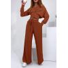 imagePRETTYGARDEN Womens 2024 Fall Track Suits 3 Piece Outfits Matching Sets Ribbed Knit Cardigan Cropped Tank Tops Wide Leg PantsBrown
