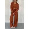 imagePRETTYGARDEN Womens 2024 Fall Track Suits 3 Piece Outfits Matching Sets Ribbed Knit Cardigan Cropped Tank Tops Wide Leg PantsBrown