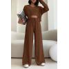 imagePRETTYGARDEN Womens 2024 Fall Track Suits 3 Piece Outfits Matching Sets Ribbed Knit Cardigan Cropped Tank Tops Wide Leg PantsCoffee