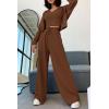 imagePRETTYGARDEN Womens 2024 Fall Track Suits 3 Piece Outfits Matching Sets Ribbed Knit Cardigan Cropped Tank Tops Wide Leg PantsCoffee