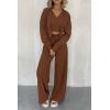 imagePRETTYGARDEN Womens 2024 Fall Track Suits 3 Piece Outfits Matching Sets Ribbed Knit Cardigan Cropped Tank Tops Wide Leg PantsCoffee