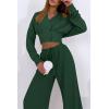 imagePRETTYGARDEN Womens 2024 Fall Track Suits 3 Piece Outfits Matching Sets Ribbed Knit Cardigan Cropped Tank Tops Wide Leg PantsDark Green
