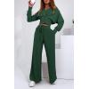 imagePRETTYGARDEN Womens 2024 Fall Track Suits 3 Piece Outfits Matching Sets Ribbed Knit Cardigan Cropped Tank Tops Wide Leg PantsDark Green