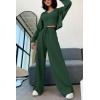 imagePRETTYGARDEN Womens 2024 Fall Track Suits 3 Piece Outfits Matching Sets Ribbed Knit Cardigan Cropped Tank Tops Wide Leg PantsDark Green