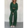 imagePRETTYGARDEN Womens 2024 Fall Track Suits 3 Piece Outfits Matching Sets Ribbed Knit Cardigan Cropped Tank Tops Wide Leg PantsDark Green