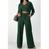 imagePRETTYGARDEN Womens 2024 Fall Track Suits 3 Piece Outfits Matching Sets Ribbed Knit Cardigan Cropped Tank Tops Wide Leg PantsDark Green