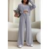imagePRETTYGARDEN Womens 2024 Fall Track Suits 3 Piece Outfits Matching Sets Ribbed Knit Cardigan Cropped Tank Tops Wide Leg PantsGrey