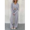 imagePRETTYGARDEN Womens 2024 Fall Track Suits 3 Piece Outfits Matching Sets Ribbed Knit Cardigan Cropped Tank Tops Wide Leg PantsGrey
